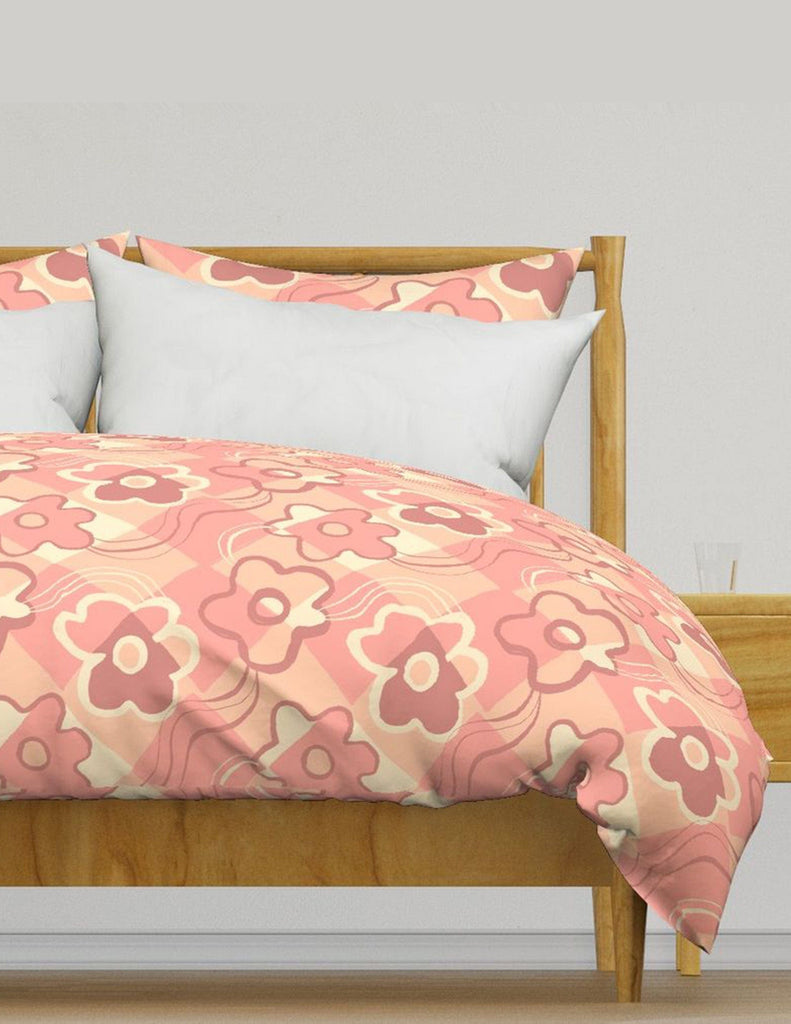 Check Floral -  Bedding - Blush