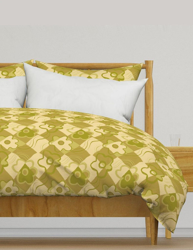 Check Floral -  Bedding - Retro Green