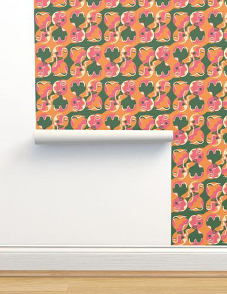 Spotlight -  Wallpaper - Green, Orange & Pink