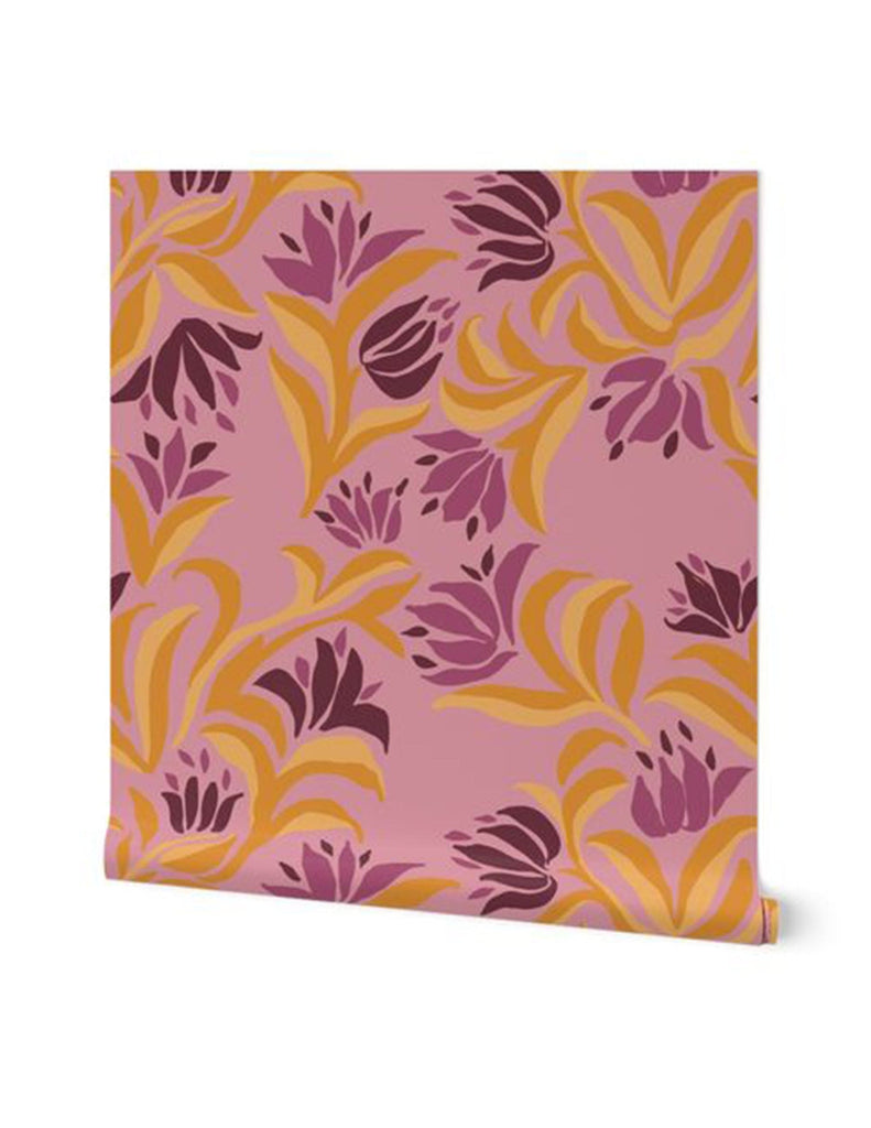 Flowing Flora -  Wallpaper - Gold & Purple