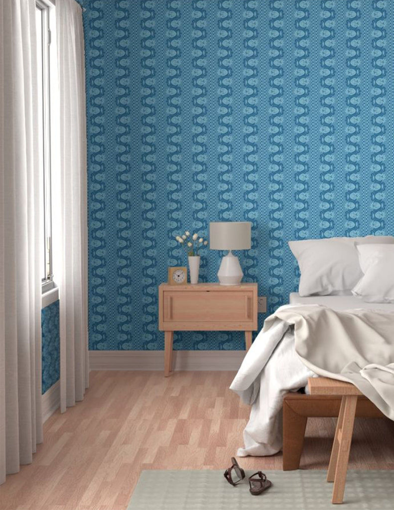 Funky Fluer De Lis -  Wallpaper - Blue