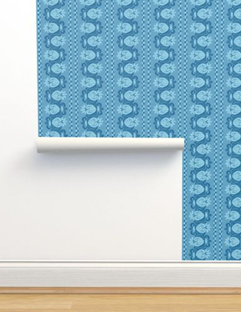 Funky Fluer De Lis -  Wallpaper - Blue